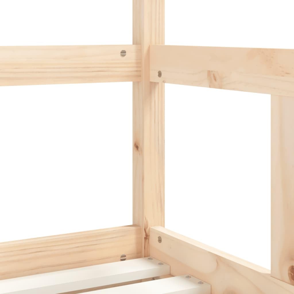 Lettino per bambini, 70 x 140 cm, in legno massello di pino con rete a doghe, letto a sbarre per bambini, spazio per dormire e area giochi, in legno stabile per la cameretta dei bambini
