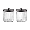 KMwares Set of 2 Glass Qtip Holder Dispenser Set for Cotton Ball Swab Round Pads Floss Picks Bathroom Canister Storage Organization and Vanity Makeup Organizer Bronze