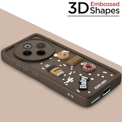 Image of Pikkme Back Cover for Vivo T4 5G / iQoo Z10 5G | Cute Fun Cartoon 3D Bear Silicone Full Body Protection Bumper Case (Brown)