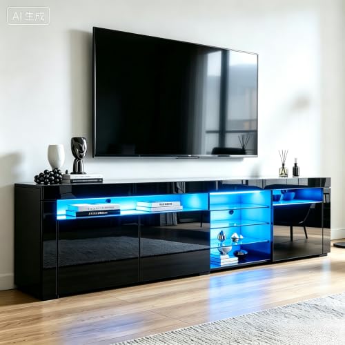180cm TV Schrank,Hochglanz fernsehkommode,TV Cabinet für bis zu 75 Zoll