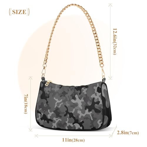 Abstract Camouflage Black Grey Clutch Handbags Womens Print Shoulder Purses Classic Formal Purse Hobo Zipper Closure Chain Strap3