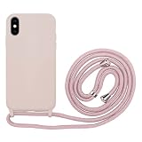 Arktis Handykette mit TPU-Silikoncase, TPU-Silikon Schutzhülle kompatibel mit iPhone X/XS [kabelloses Laden] Schutzhülle sandrosa