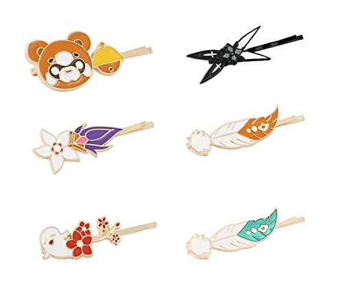 Genshin Impact Hutao - Pinzas de pelo para cosplay, bonito esmalte de guoba Keqing Venti Eula Cosplay joyería para mujeres y niñas, moda para regalos Cover