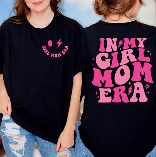 Oversized Girl Mom T-Shirt Women in My Girl Mom Era Shirt Funny Letter Print Mama Tshirt Casual Short Sleeve Tops3