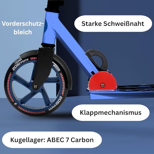 Best Sporting Scooter Erwachsene I klappbarer Roller mit St&auml;nder I Union Jack - wei&szlig; I hochwertiger City-Roller f&uuml;r Erwachsene I Tretroller mit Rollengr&ouml;&szlig;e 205 mm I ergonomischer Lenker