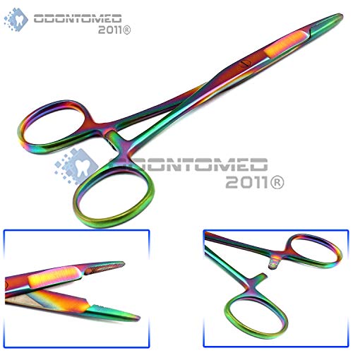 Image of Multi Titanium Rainbow Color Hemostat with Scissors 5.5 inch Stainless Steel (OdontoMed2011)