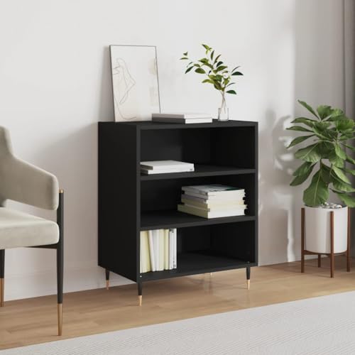 Higsose Sideboard Schwarz 57x35x70 cm Holzwerkstoff Moderne Kommode Mit Viel Stauraum für Flur Küche Bad Sideboard Beistellschrank Schrank Komoda