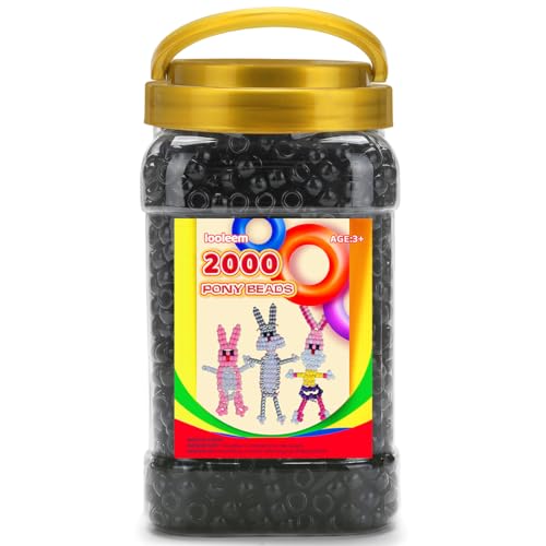 Iooleem Pony Beads(2000pcs Black Pony Beads) Beads for Jewelry Making Beads for Crafts Beading Supplies Arts & Crafts Materials for Jewelry Making.
