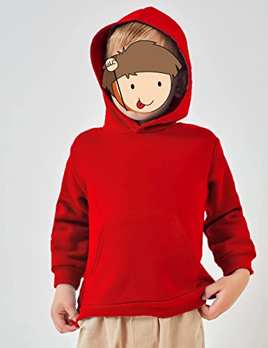 Image of Arshiner Kids Unisex Athletic Red Hooded Sweatshirt Casual Hoodie for Boys and Girls Size 11-12