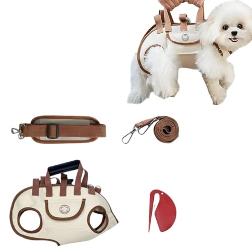 Zaino con manico per cani, zaino da viaggio per gatti, borsa per dolcetti, regolabile e portatile, per gite con animali domestici, marrone, adatto per escursionismo, ciclismo, passeggiate quotidiane,