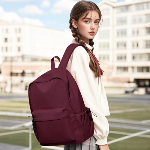 HYC00 Schulrucksack Damen, Causal Travel Schultaschen 14 Zoll Laptop Rucksack für Mädchen im Teenageralter Leichter Rucksack Wasserabweisend Bookbag College Boys Men Work Daypack,Rot