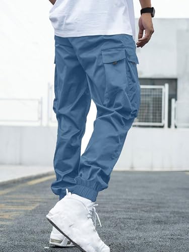Image of JEMLDL Mens Cargo Joggers Pants Elastic Waist Drawstring with Flap Pockets Techwear Pants for Men