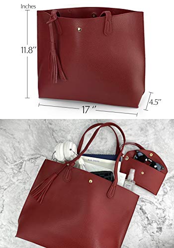 Image of Minimalist Clean Cut Pebbled Faux Leather Tote Womens Shoulder Handbag