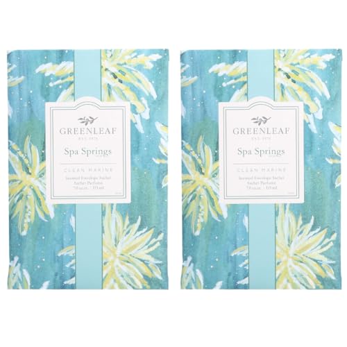 Greenleaf 2 pack of SPA SPRINGS - Fresh & Clean Scented Sachet Bag - of Aquatic, Citrus, Amber Musk - Drawer Fragrance Wardrobe Air Room Freshener for Living Room Bedroom Bathroom Laundry Basket