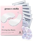 grace & stella Peptide Under Eye Patches with Niacinamide & Rice Extract - Firming Eye Masks for Dark Circles and Puffiness - Gel Mask for Firmer-Looking Skin - Vegan, Cruelty-Free (White, 6 Pairs)