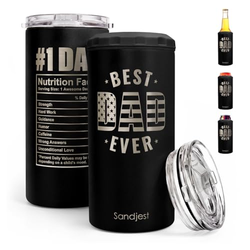 Image of Best Dad Ever Can Cooler 12oz - Stainless Steel Insulated Gifts for Dad from Daughter Son - Travel Mug Cup - Tumbler Cans Koozie - Gift for Daddy Papa Grandpa