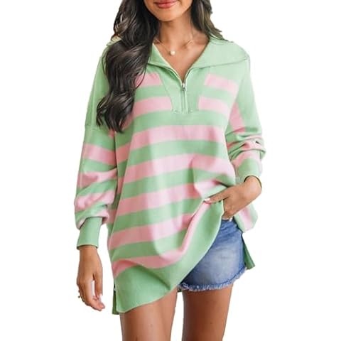 SCOFEEL Womens Oversized Sweatshirts Casual Color Block Long Sleeve Shirts Half Zip Pullover Tops Y2k Fall Outfits Green Cover