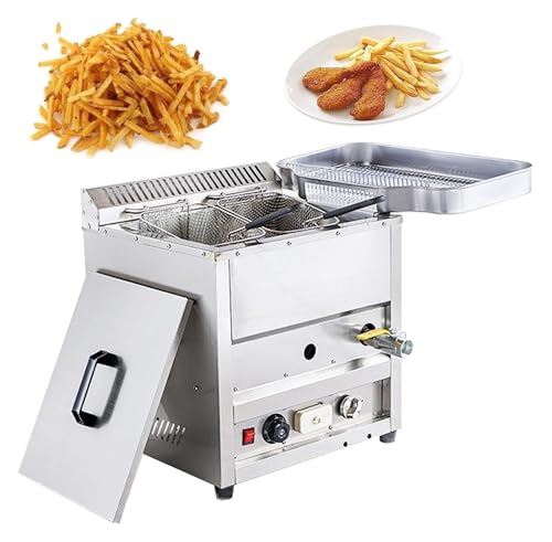 Freidora de gas comercial, freidora de propano de acero inoxidable con control de temperatura para cocinar de gran capacidad