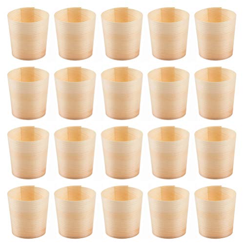 DOITOOL 20Pcs Wooden Cups Disposable Portable Cup Outdoor Cup Coffee Mug Drinking Water Cup Dessert Dipping Bowls for Parties 4. 5CM