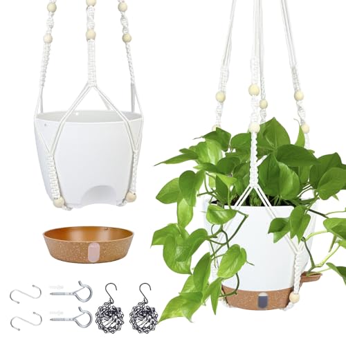 Hanging Planter for Indoor Plants 8 Inch, 2 Pack Hanging Baskets for Plants, Self Watering Hanging...