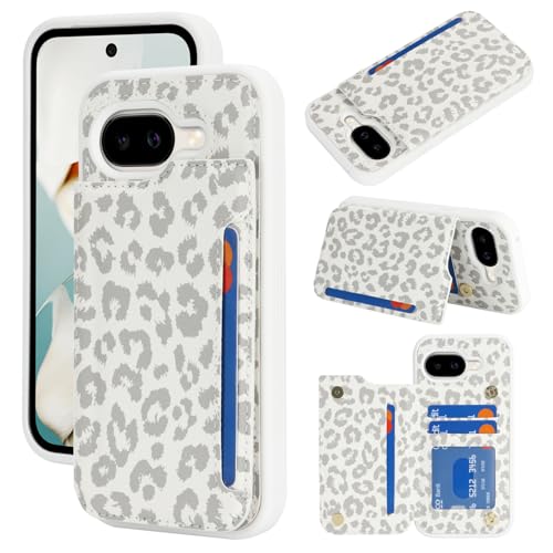 Étui portefeuille pour Google Pixel 10a avec blocage RFID et porte-cartes amovible en cuir gris