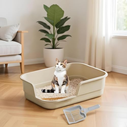 Arenero grande para gato de plástico con lados altos miniatura 2