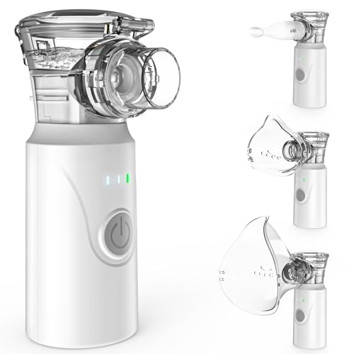 Dslive Nebuliser Machine for Adults & Kids USB-C Rechargeable Portable Ultrasonic Nebuliser Handheld Nebulizer for Home Use with 2 Masks and Mouthpiece