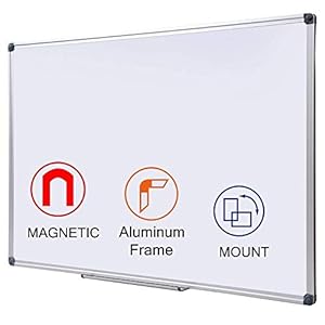 DexBoard 48 x 36-in Magnetic Dry Erase Board with Pen Tray| Aluminum Frame Portable Wall Large Whiteboard Message Presentation Board for Office & Classroom