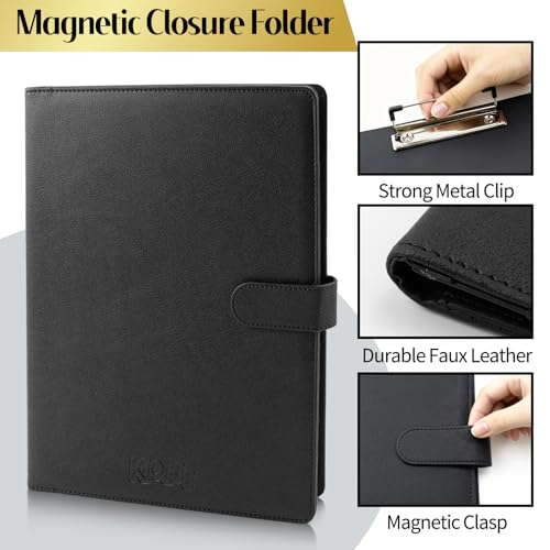 KIOEEE Padfolio Clipboard Folder, Leather Storage Clipboard, Interview Legal Document Organizer, Letter Size A4 Writing Pad for Business Office Conference Notepad - Thumbnail 3