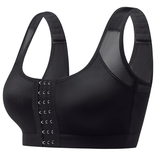 TOSOFT Sujetador De Compresión Postoperatorio Con Cierre Frontal Tallas S-5XL For Mujeres Después De Una Cirugía De Mama Sin Aros Con Soporte Deportivo Diario(Black,M)