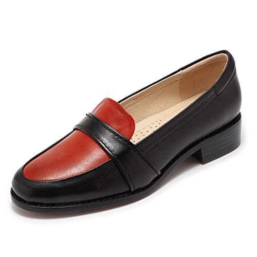 Image of Mona flying Women's Leather Dress Penny Loafers Slip On Flats Office Shoes