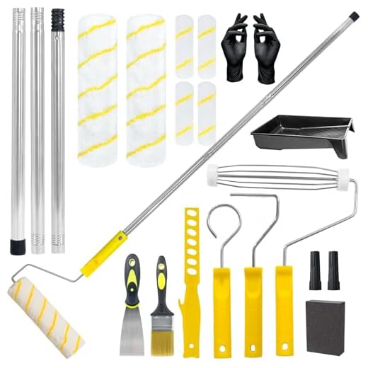 Set di 14 rulli e vassoi, set di rulli estensibili per pittura e decorazione, con pennello in microfibra, strumenti per dipingere pareti, soffitti, porte, finiture