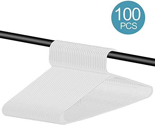 Homgarden Standard White Plastic Hangers, 100 Pack Plastic Tubular Clothes Hangers Adult Clothing Hangers #TOP6