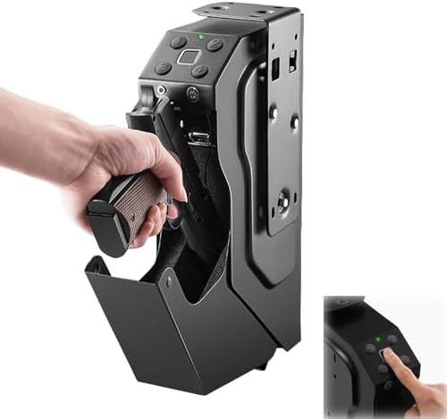 Gun Safe, Biometric Gun Safe, Small Gun Box with 3 Unlock Ways