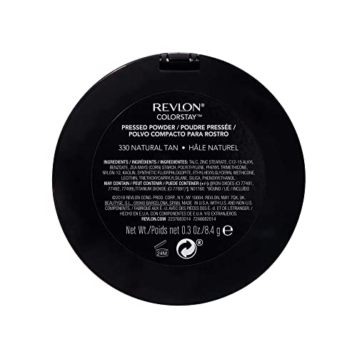 Revlon Colorstay Pressed Powder, Longwearing Oil Free, -Fragrance Free, Noncomedogenic Face Makeup, Natural Tan (330), 0.3 Oz #TOP6