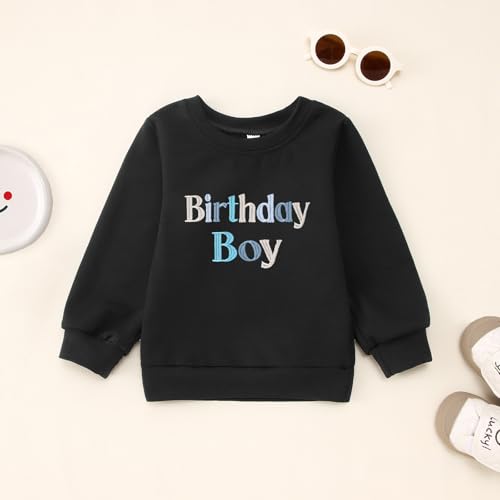 Toddler Boy Birthday Sweatshirt Letter Embroidered Long Sleeve Shirt Crewneck Pullover Top Fall Winter Clothes4
