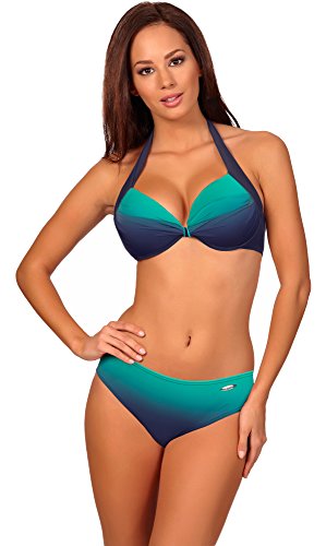 aQuarilla Trajes de Baño 2 Piezas Bikini Ropa Playa Mujer 71R71D4S (Marino/Menta, 38)