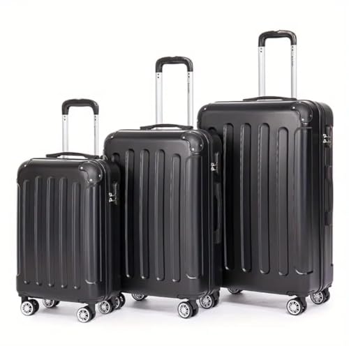 Set de 3 valises noir avec valise cabine moyenne et grande voyage