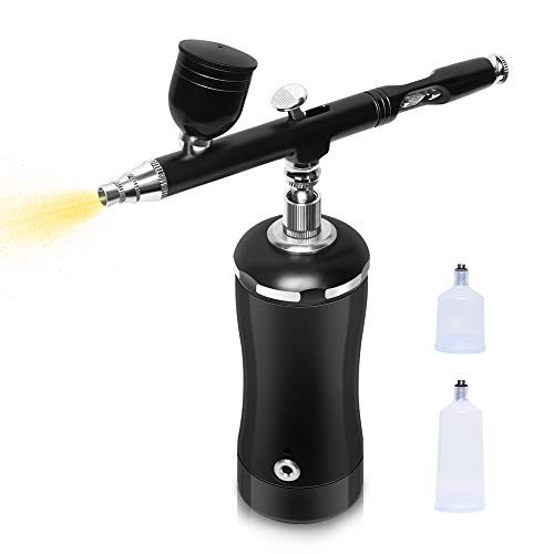 Upgraded Cordless Airbrush Kit,Mini Double-Action Auto Airbrush with Quiet Air Compressor Rechargeable Handheld Airbrush Gun Kit for Makeup,Cake Decoration,Nails Design,Model Coloring,Tattoo