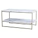 roomfitters White Marble Print Coffee Table with Gold Metal Legs, 2 Tier Living Room Table