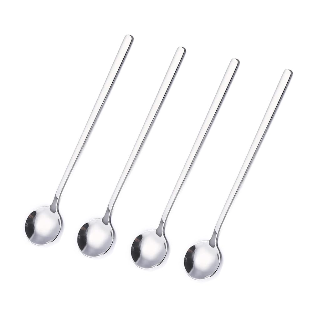 DoHTeck 4 PCS Stainless Steel Coffee Spoon, 17CM(6.7 inch) Long Handle Stirring Spoon Iced Tea Spoon for Coffee Sugar Dessert Cake Ice Cream Soup