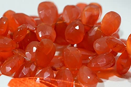 Perles cornaline facettées gouttes pour création bijoux de 12.6x8mm