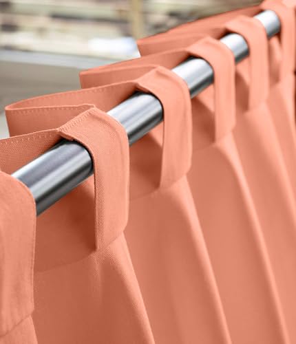 Image of THE LINEN COMPANY Solid Curtains 9 Feet Long, Duck Canvas Cotton Door Curtains, 9ft Set of 2, Peach