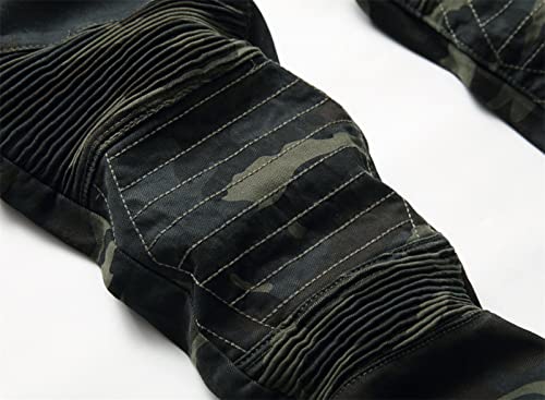 Men's Zipper Moto Biker Jeans Distressed Ripped Destroyed Denim Pants Vintage Slim Straight Fit Jean with Holes4