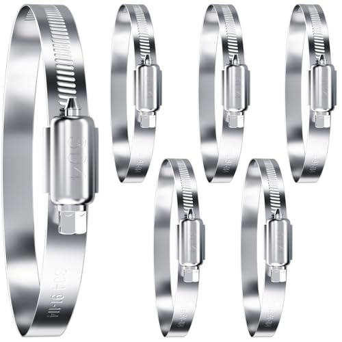 HOLMOL Juego de 6 abrazaderas para manguera, 91-114 mm, abrazaderas de manguera de acero inoxidable, A2, abrazadera de manguera de acero inoxidable, abrazaderas de tornillo ajustables para piscina,