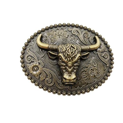 Hebilla para cinturón Xwest vaquera de metal con calavera de toro Texas Bull