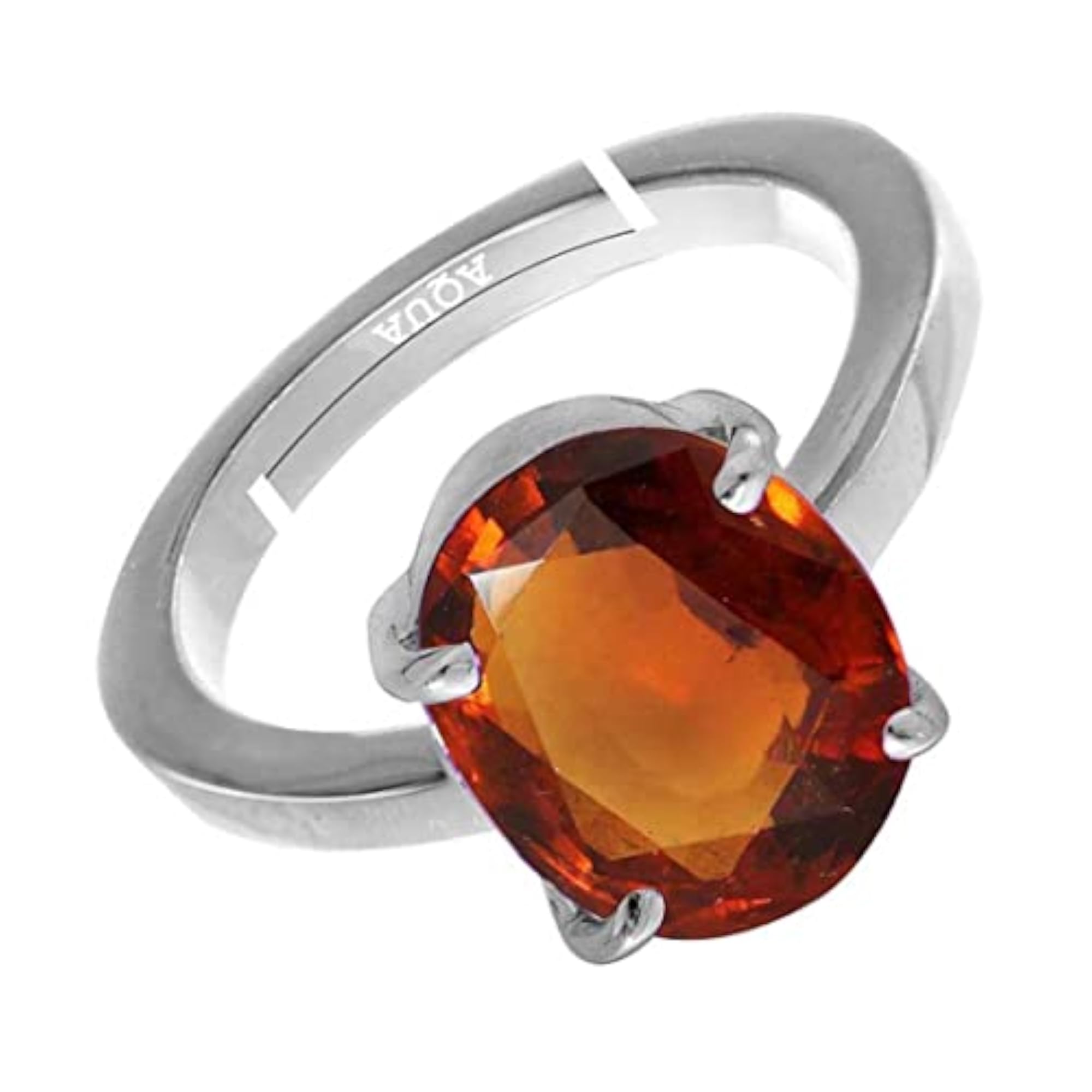 Women's Hessonite 925 Sterling Silver Adjustable Ring, Astrological Gemstone