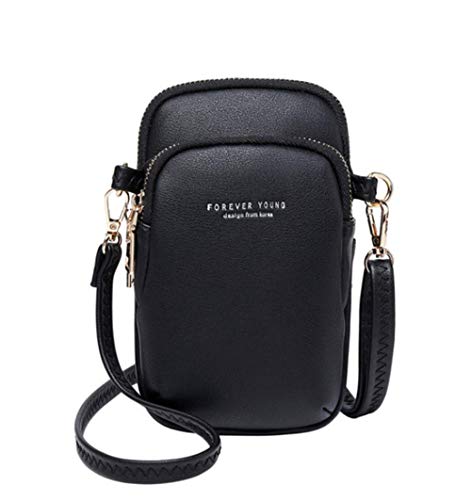 Sawekin Sac à bandoulière pour téléphone portable - Petit sac à bandoulière - Pour femme - Noir - Noir , Taille unique Cover