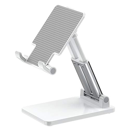 Cell Phone Stand,Angle Height Adjustable Foldable Cell Phone Stand for Desk,Thick Case Friendly Phone Holder Stand for Desk, Compatible with All Mobile Phones/iPad ?White?