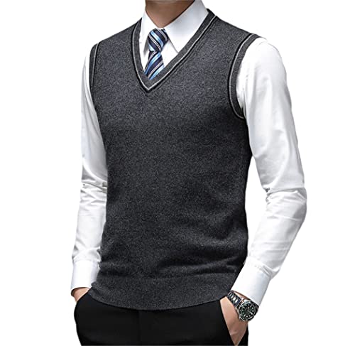 Pull en laine col en V homme idéal pour le bureau en hiver